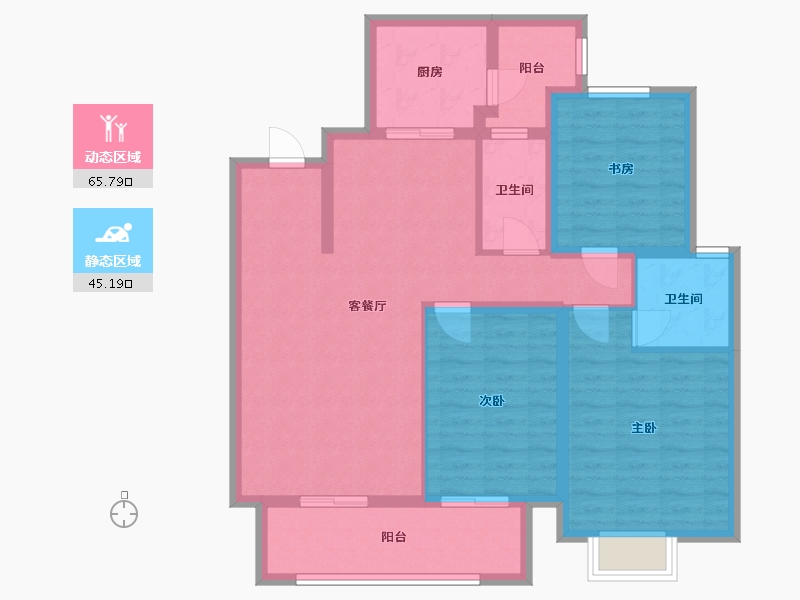 江苏省-扬州市-艺树院-99.00-户型库-动静分区