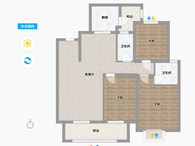 江苏省-扬州市-艺树院-99.00-户型库-采光通风