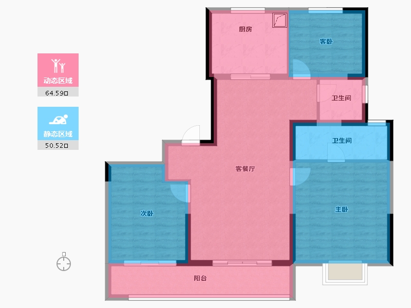 河南省-郑州市-北龙湖瑞府-103.20-户型库-动静分区