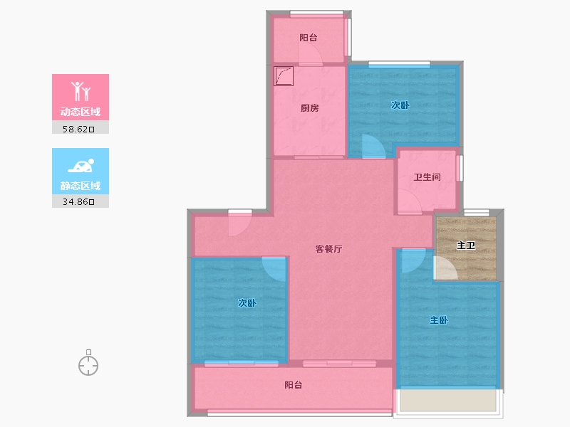 江苏省-苏州市-中海独墅云著-88.35-户型库-动静分区