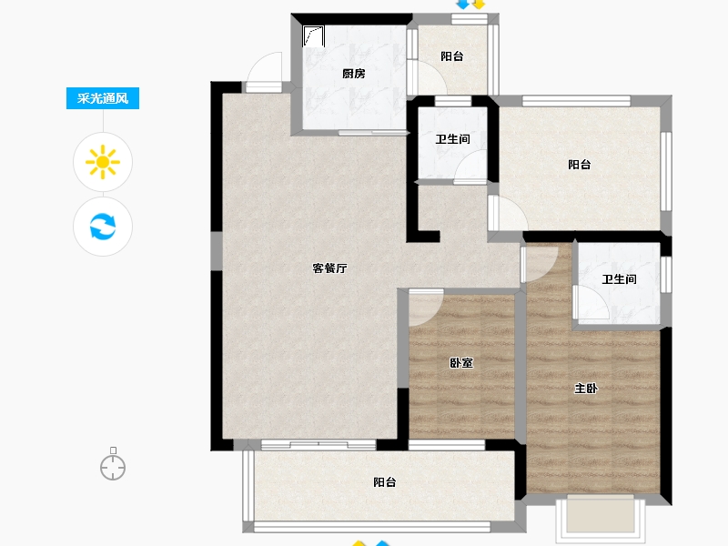 贵州省-贵阳市-中铁阅花溪-86.68-户型库-采光通风