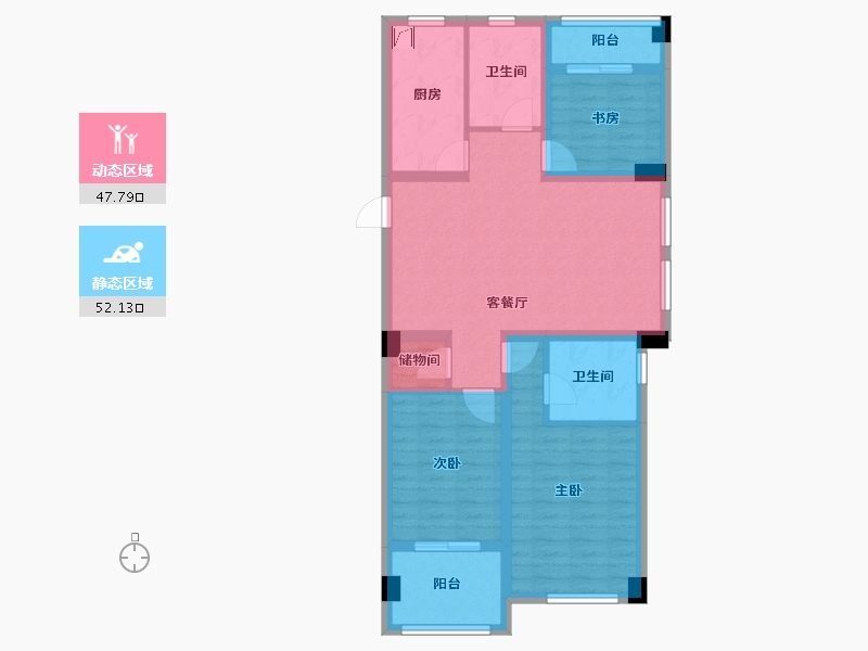 浙江省-金华市-五星壹號-87.90-户型库-动静分区