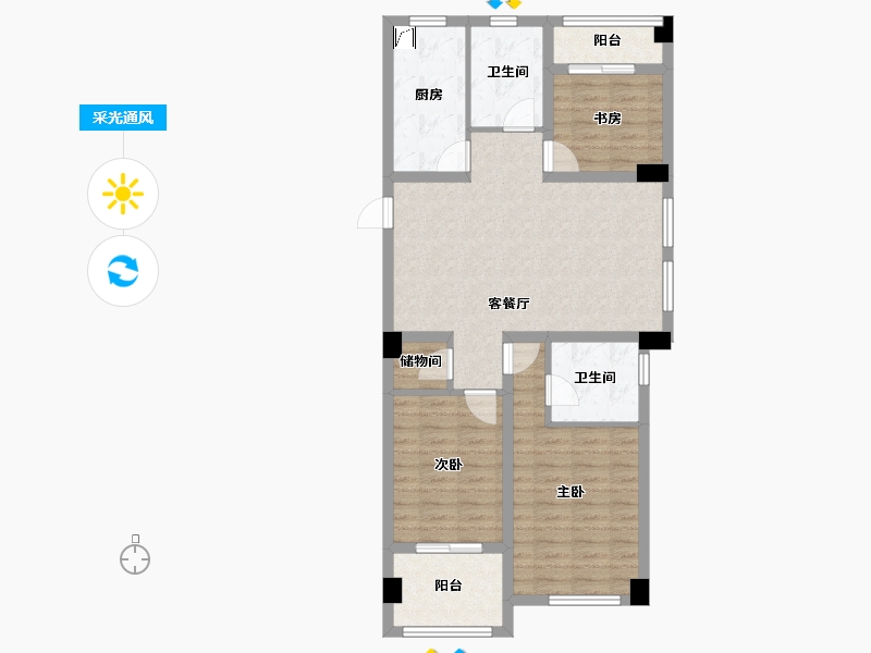 浙江省-金华市-五星壹號-87.90-户型库-采光通风