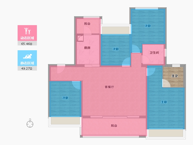 江苏省-苏州市-中海独墅云著-106.63-户型库-动静分区