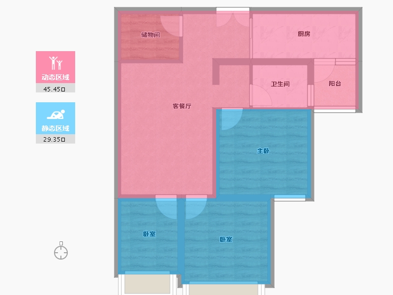 重庆-重庆市-高科江澜-65.76-户型库-动静分区