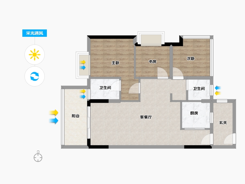 广东省-中山市-蓝城·香山小镇-80.00-户型库-采光通风