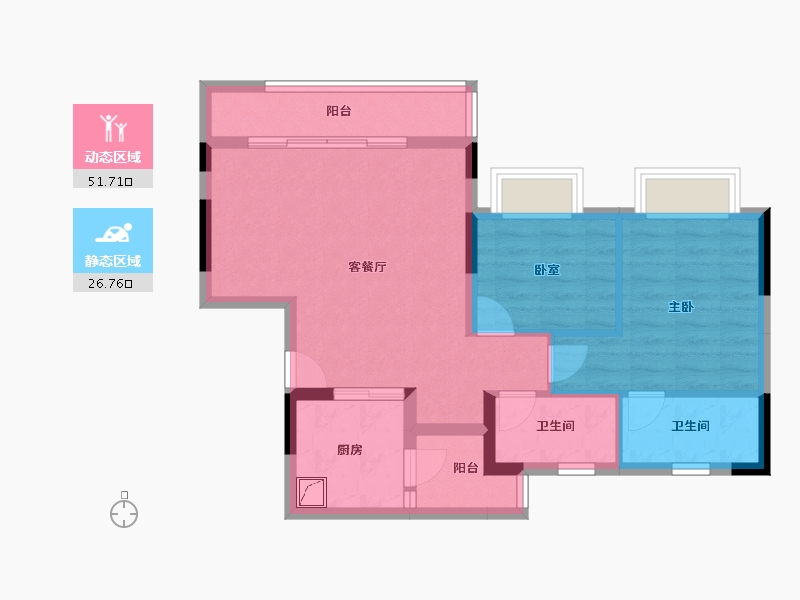 重庆-重庆市-中国铁建山语桃源-69.42-户型库-动静分区