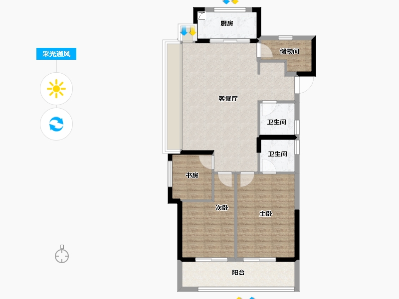 浙江省-金华市-野风广场-93.26-户型库-采光通风