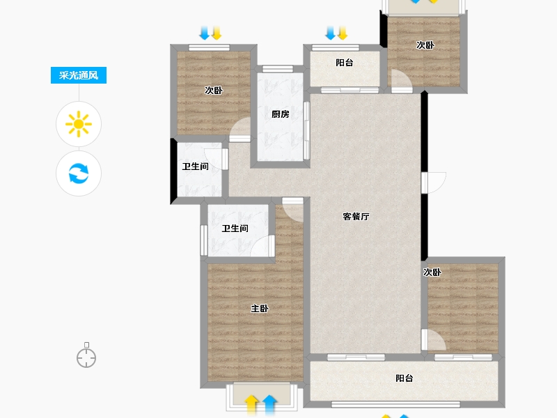 湖南省-长沙市-建发玖洲和玺-115.34-户型库-采光通风