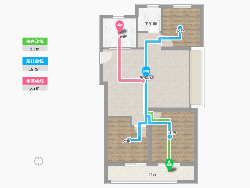 陕西省-西安市-华润置地港悦城-76.80-户型库-动静线