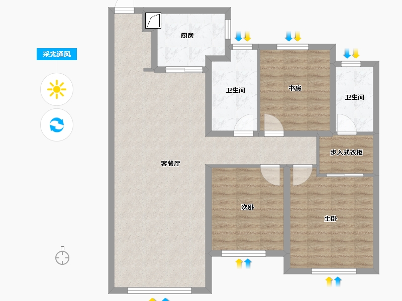 黑龙江省-哈尔滨市-中海天誉-105.00-户型库-采光通风