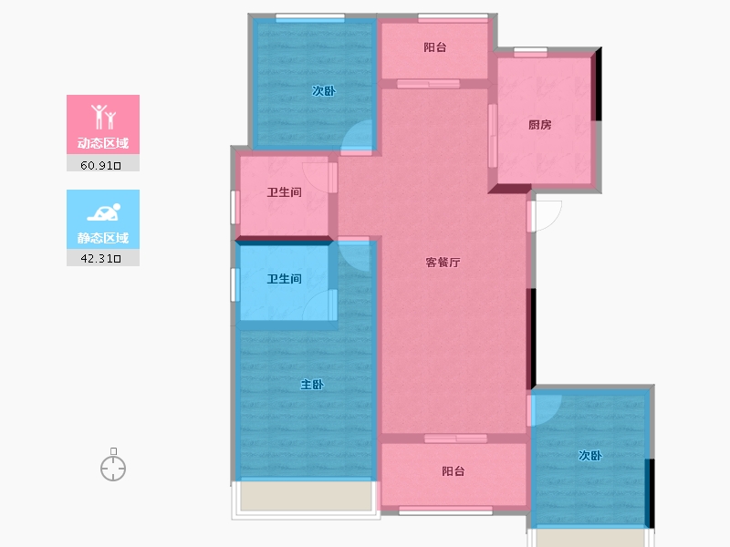 湖南省-长沙市-建发玖洲和玺-91.16-户型库-动静分区