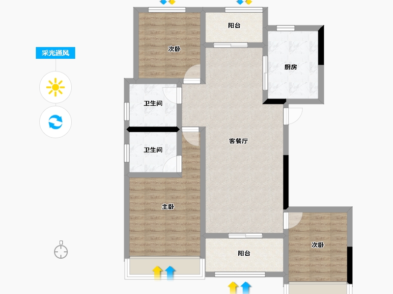 湖南省-长沙市-建发玖洲和玺-91.16-户型库-采光通风