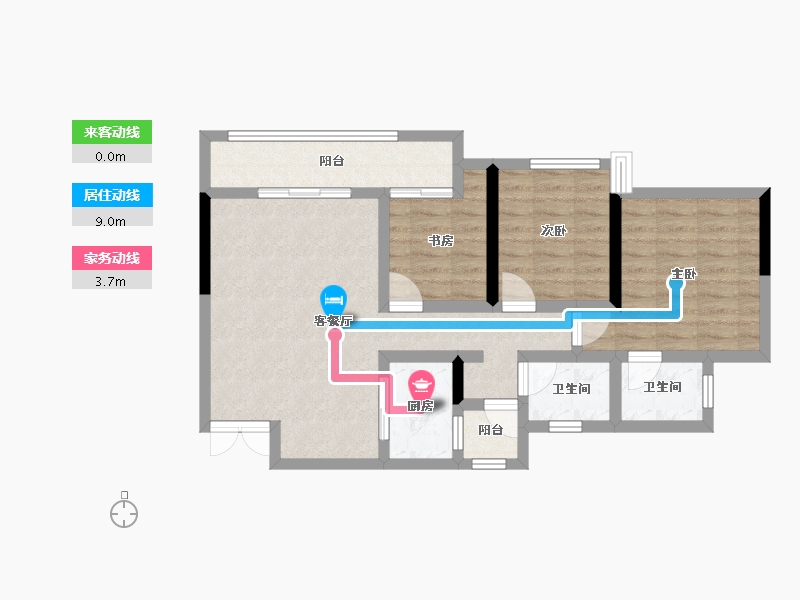 重庆-重庆市-巴南新鸥鹏巴川府-73.49-户型库-动静线