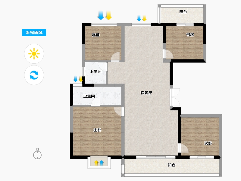 河南省-郑州市-北龙湖瑞府-116.00-户型库-采光通风