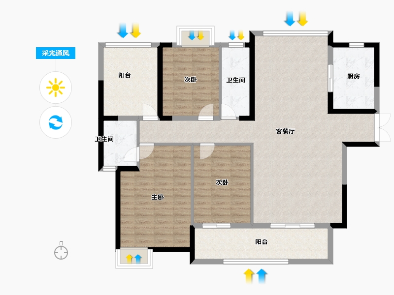 湖南省-长沙市-建工·象山国际-125.00-户型库-采光通风