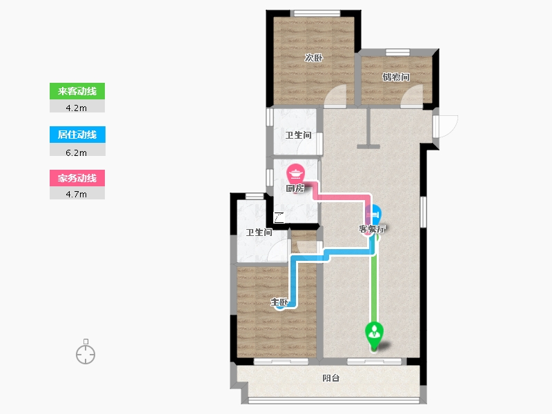 浙江省-金华市-野风广场-84.61-户型库-动静线