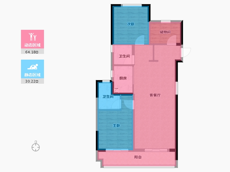 浙江省-金华市-野风广场-84.61-户型库-动静分区