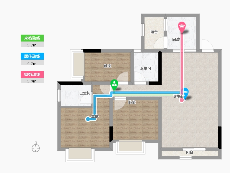 四川省-成都市-川网国际花园-84.83-户型库-动静线