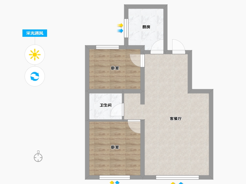 内蒙古自治区-赤峰市-聚珑阁-55.83-户型库-采光通风