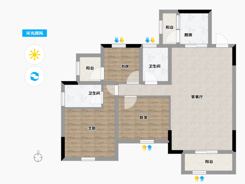 四川省-成都市-川网国际花园-90.42-户型库-采光通风