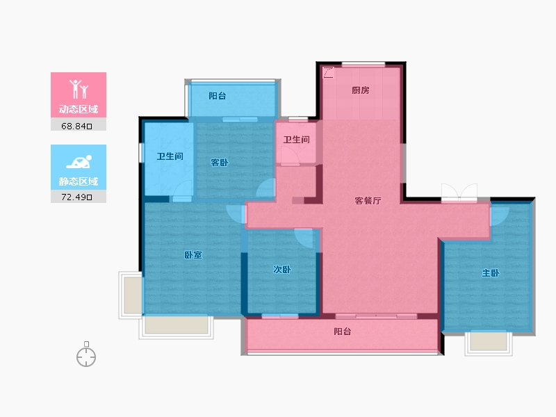 河南省-郑州市-北龙湖瑞府-127.21-户型库-动静分区