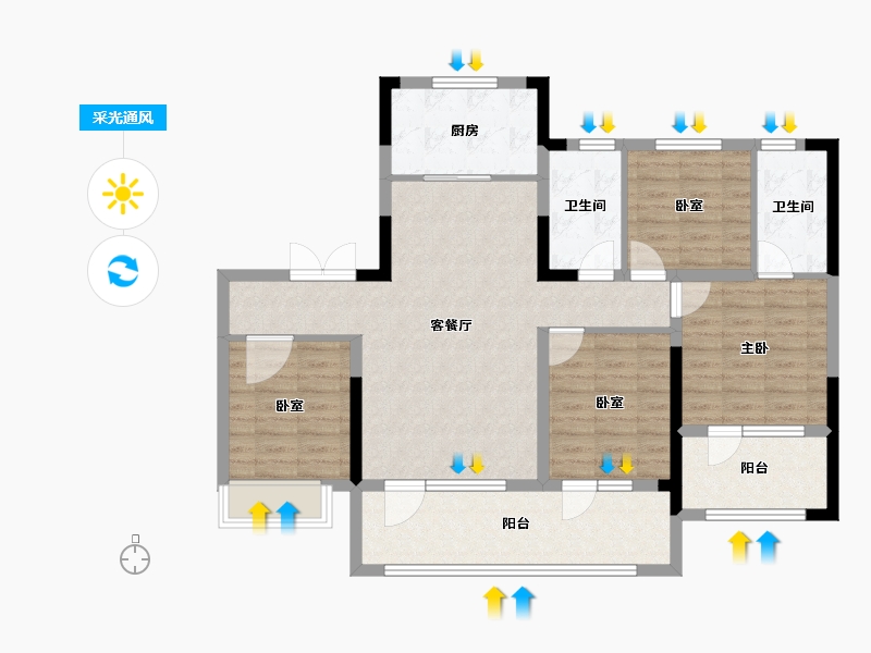 山东省-青岛市-保利和颂-104.00-户型库-采光通风