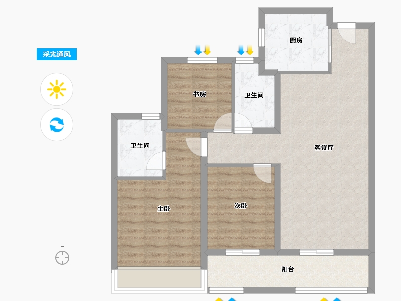 浙江省-衢州市-金成江潮鸣汇-85.60-户型库-采光通风