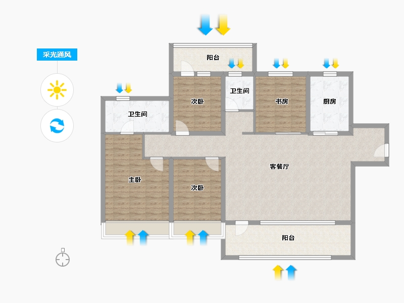 青海省-西宁市-中房·东方云舒-134.40-户型库-采光通风