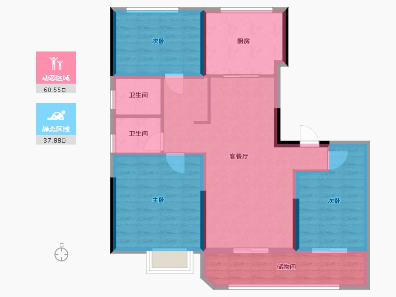 江苏省-南通市-十里江山-88.00-户型库-动静分区