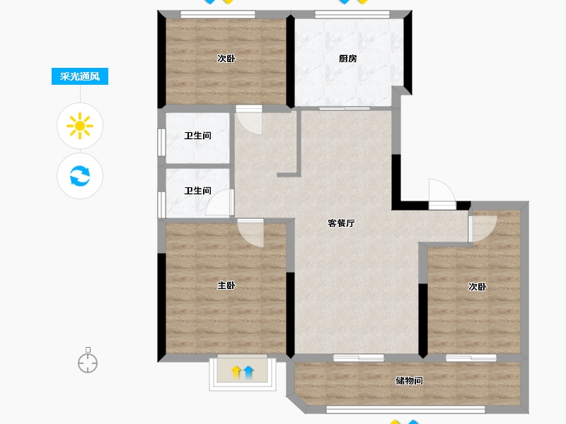 江苏省-南通市-十里江山-88.00-户型库-采光通风