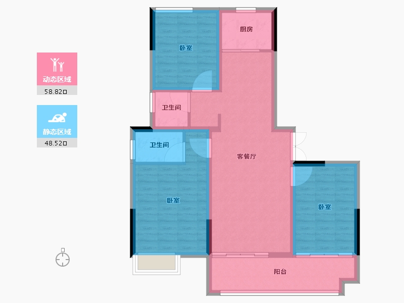 安徽省-宣城市-城建·彩金湖畔-96.81-户型库-动静分区