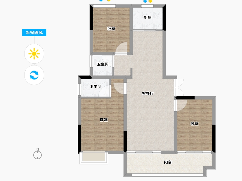 安徽省-宣城市-城建·彩金湖畔-96.81-户型库-采光通风