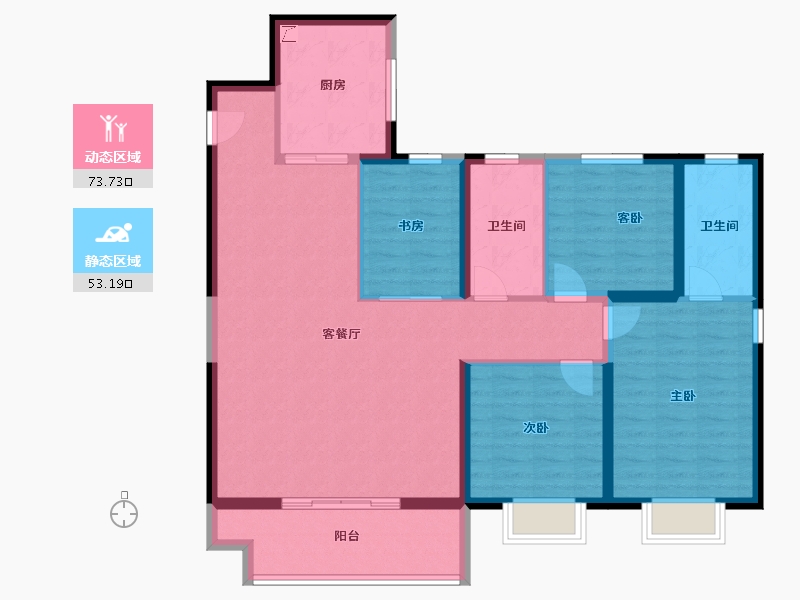 河南省-郑州市-新城·时光印象-114.40-户型库-动静分区