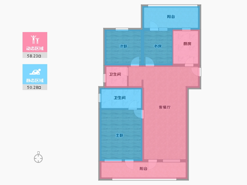 青海省-西宁市-中房·东方云舒-96.00-户型库-动静分区