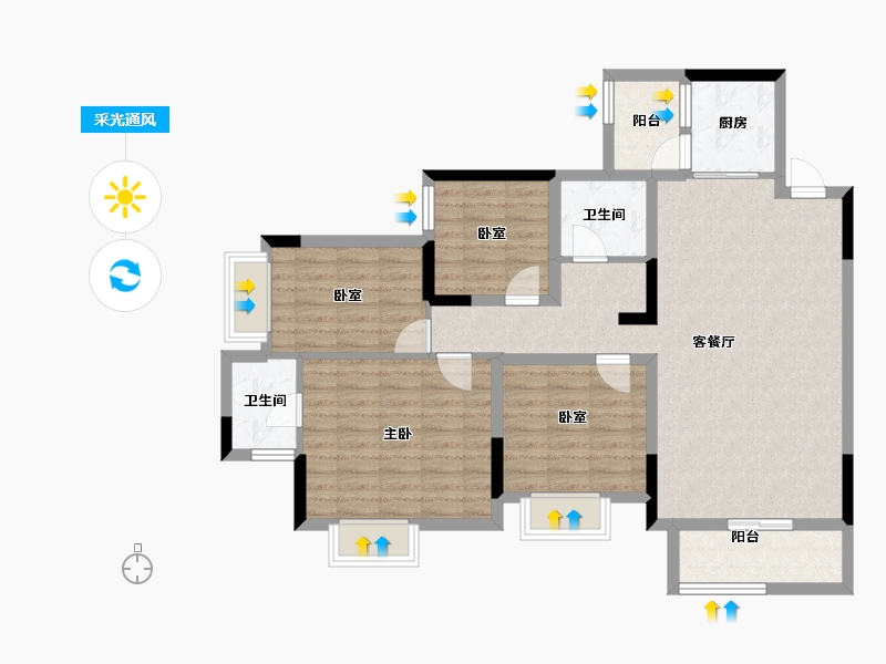 四川省-成都市-川网国际花园-100.86-户型库-采光通风