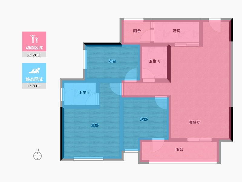 重庆-重庆市-金科中泰锦绣江宸-78.54-户型库-动静分区