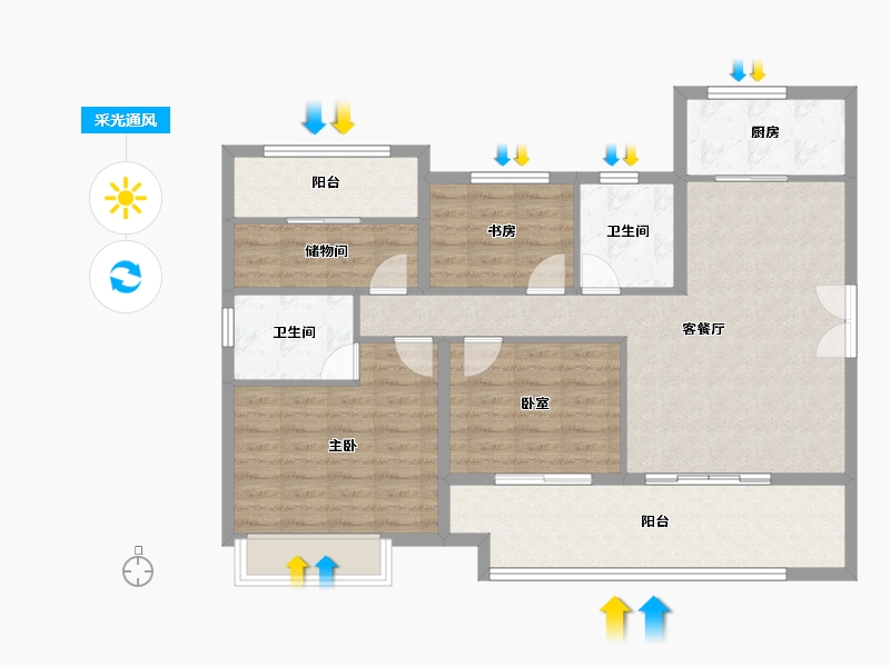 湖南省-长沙市-兴进珺府-98.67-户型库-采光通风