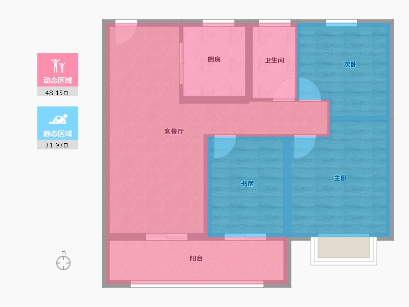 江苏省-南京市-凤溪苑-71.20-户型库-动静分区