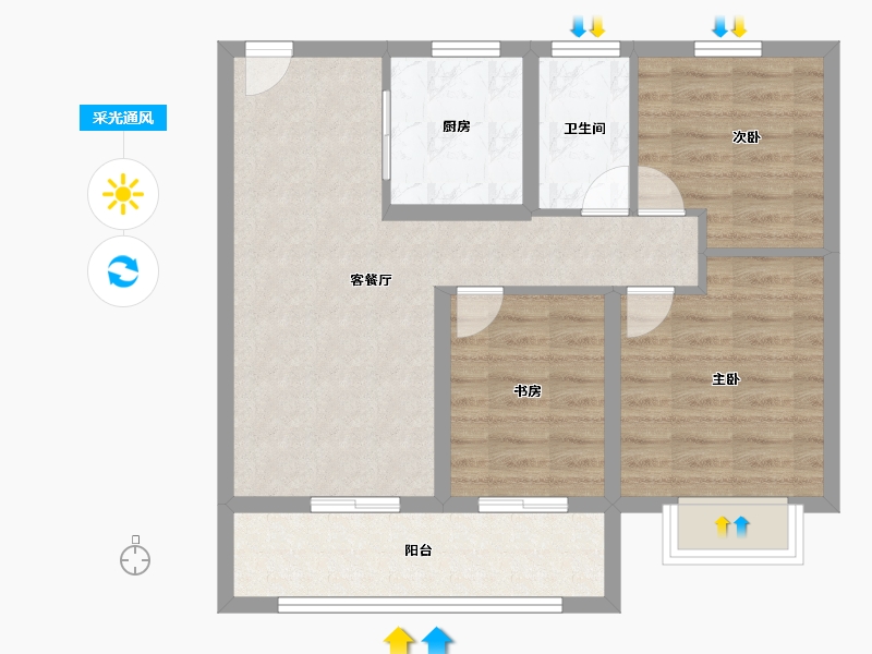 江苏省-南京市-凤溪苑-71.20-户型库-采光通风