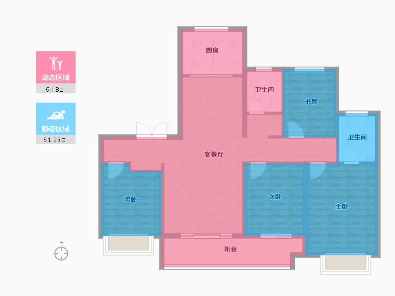 河北省-邯郸市-安联九都漫城二期-104.21-户型库-动静分区