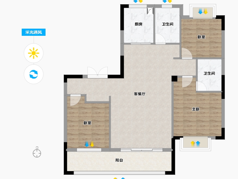 辽宁省-辽阳市-辽阳壹号院-100.00-户型库-采光通风