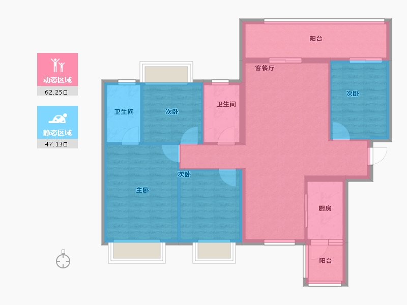 广西壮族自治区-南宁市-中路雅苑-98.40-户型库-动静分区