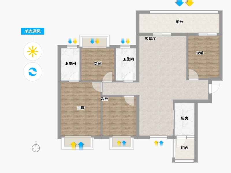 广西壮族自治区-南宁市-中路雅苑-98.40-户型库-采光通风