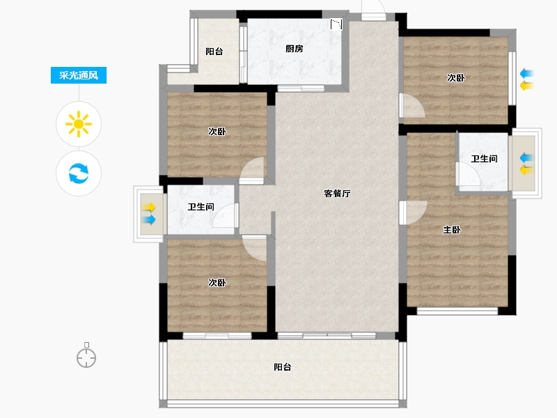 湖南省-邵阳市-凰腾世纪城-114.57-户型库-采光通风