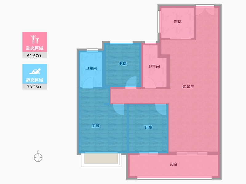 湖南省-长沙市-万科松湖天地-90.75-户型库-动静分区