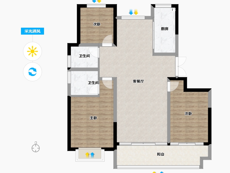 山东省-聊城市-冠县民生·城市领秀-100.55-户型库-采光通风