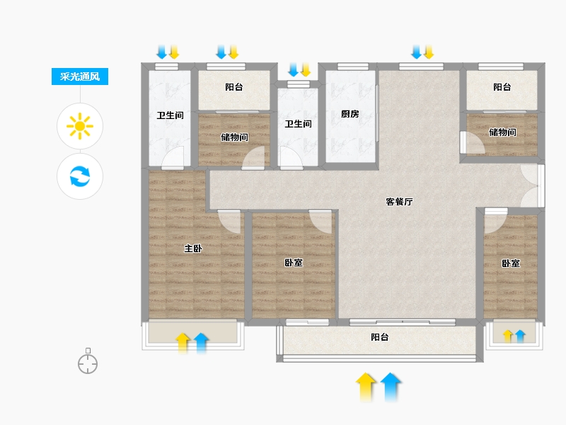 湖南省-长沙市-兴进珺府-117.47-户型库-采光通风