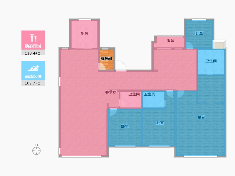 山东省-青岛市-海信松山居-206.65-户型库-动静分区