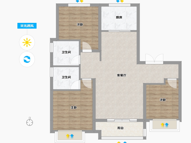 河北省-邯郸市-安联九都漫城二期-87.79-户型库-采光通风